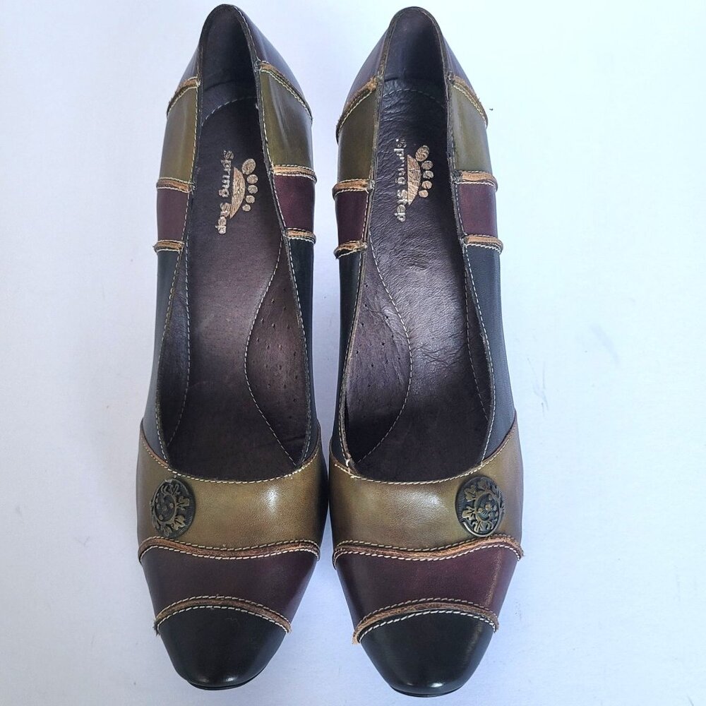 Spring Step Sauci Multicolor Patchwork Cone-Heel … - image 2